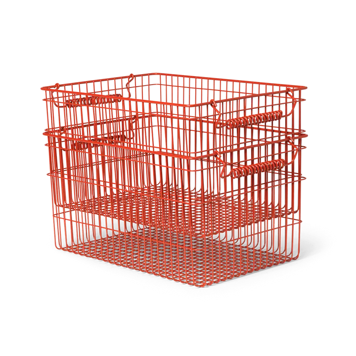Cala stabelbar kurv 2-pak - Poppy red, 36,2x26,2x20,2 cm - Ferm Living