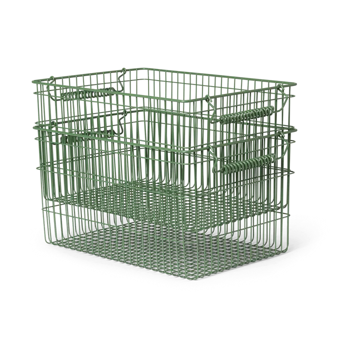 Cala stabelbar kurv 2-pak - Verdant green, 36,2x26,2x20,2 cm - Ferm Living