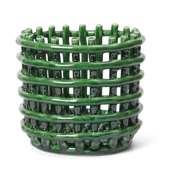 Ceramic flettet kurv Ø16 cm - Emerald Green - Ferm LIVING