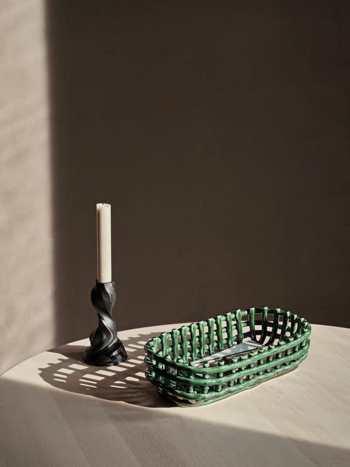 Ceramic flettet kurv oval 15x30 cm, Emerald Green Ferm Living