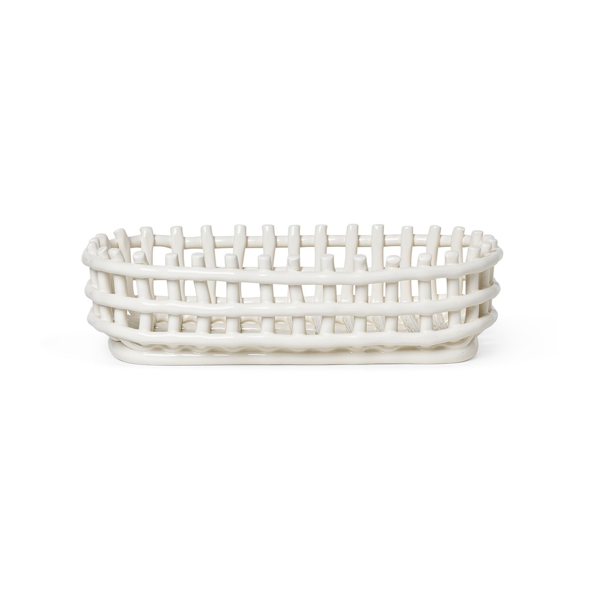 Ferm Living Ceramic flettet kurv oval 15x30 cm Offwhite