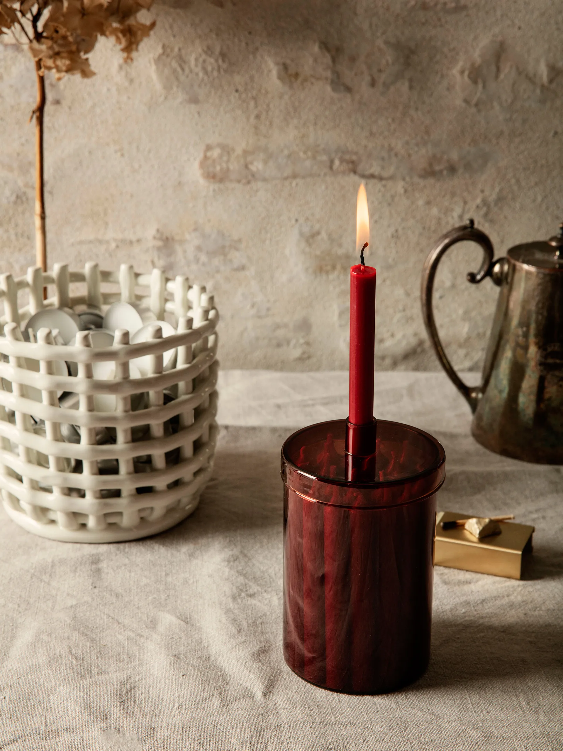 Countdown to Christmas glasbeholder med 24 lys, Mørkerød Ferm Living