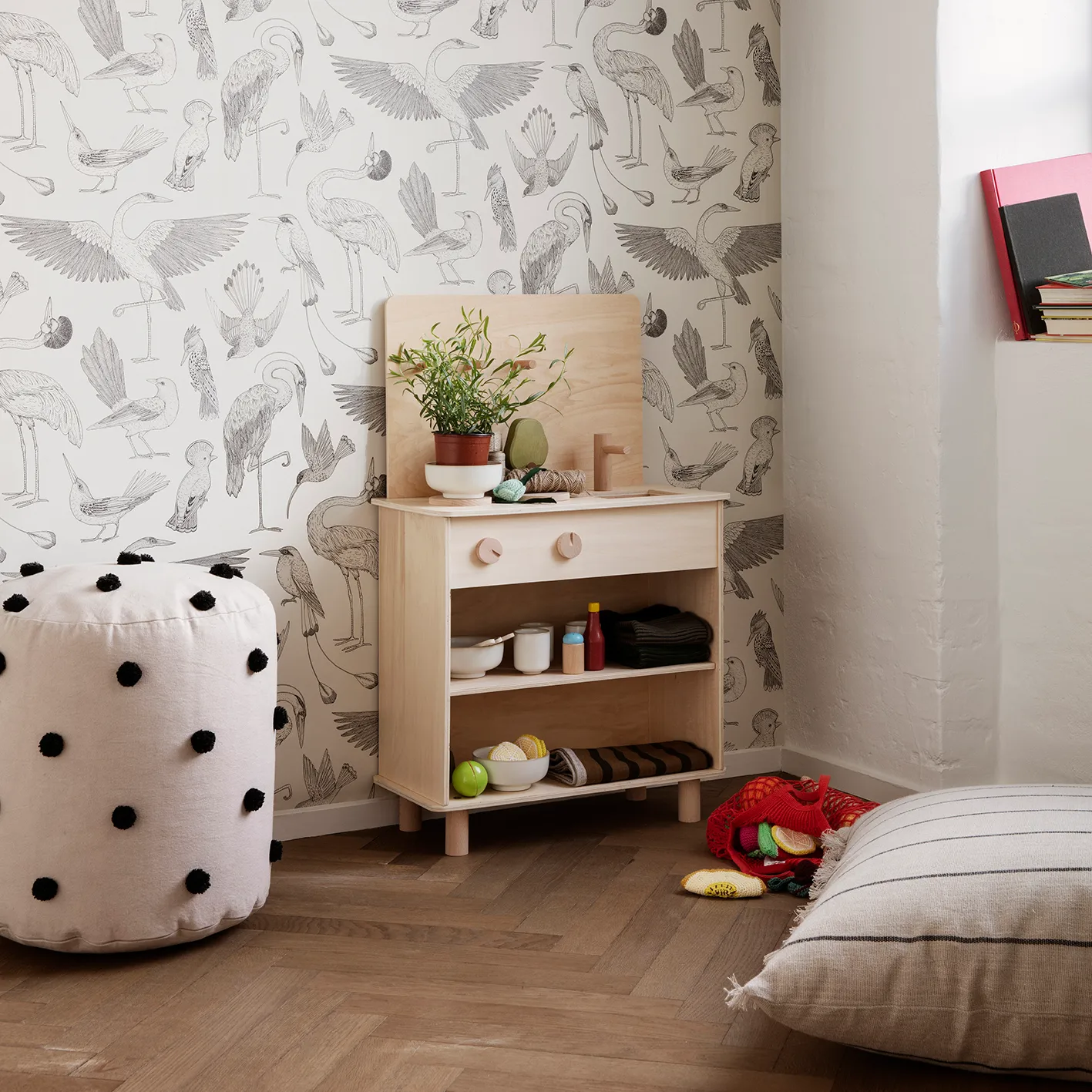 Dot puf Ø39 cm, Sand/Black Ferm Living