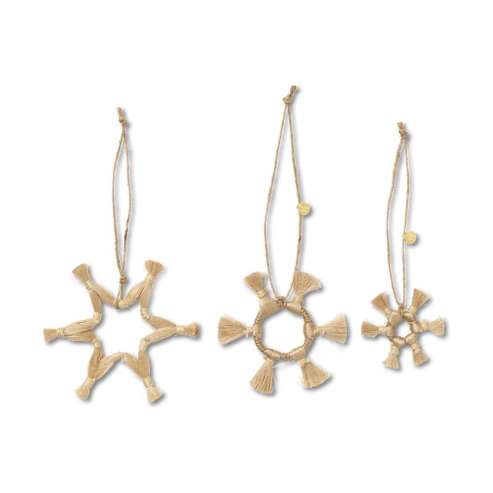 Ferm Living Jute Stars juletræsophæng 3 dele - Natural - Ferm Living
