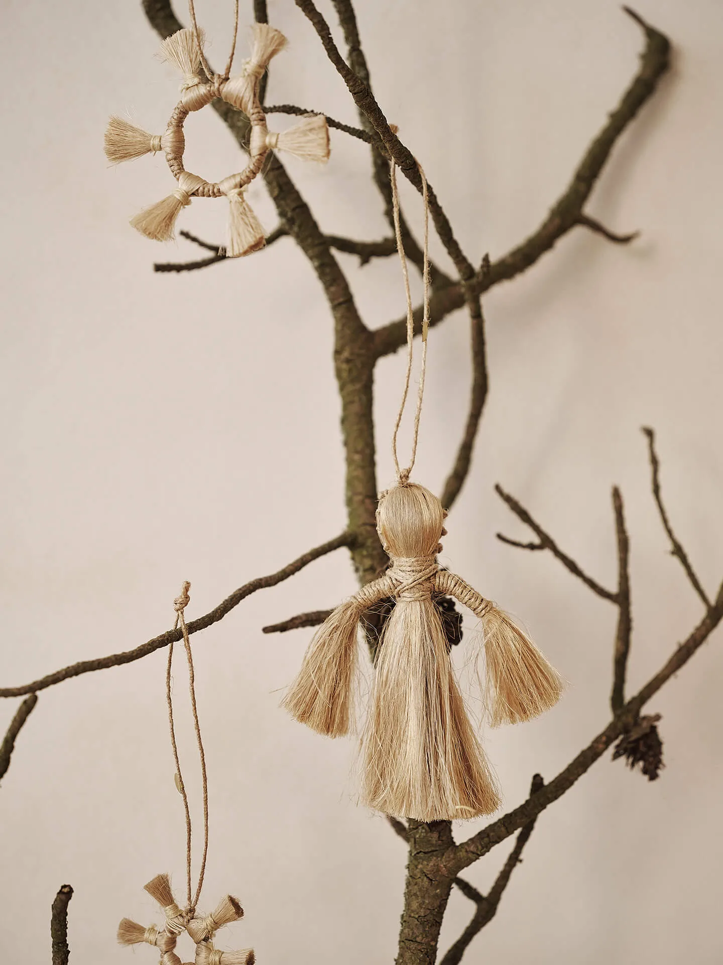 Ferm Living Jute Stars juletræsophæng 3 dele, Natural Ferm Living