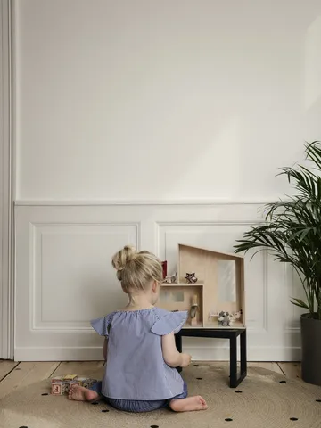 Ferm Living tæppe rund Ø130 cm - Black dots - Ferm Living