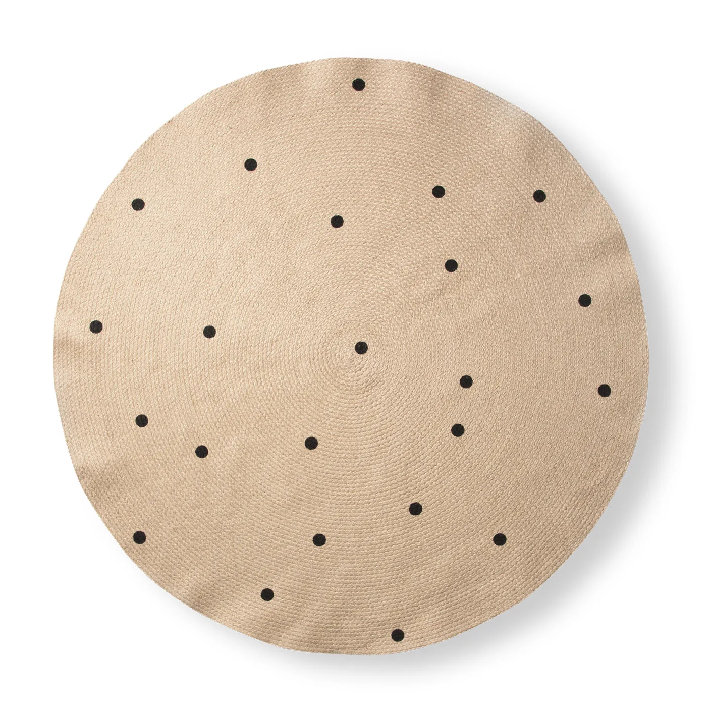 Ferm Living tæppe rund Ø130 cm, Black dots Ferm Living