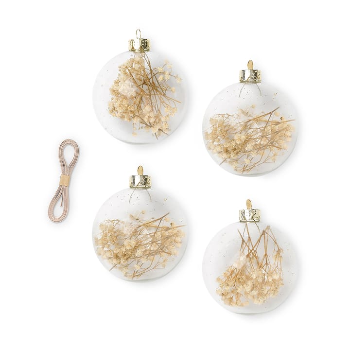 Flora julekugle medium Ø8 cm 4-pak - Offwhite - ferm LIVING