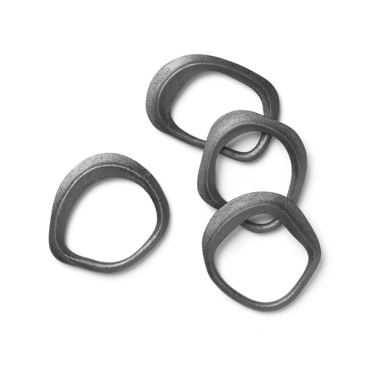 Flow servietring 4-pakke - Sort/Messing - Ferm Living