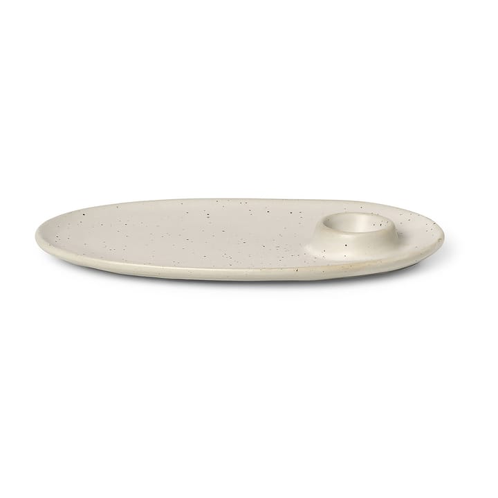 Flow tallerken til morgenmad 14x23,5 cm - Offwhite speckle - Ferm Living