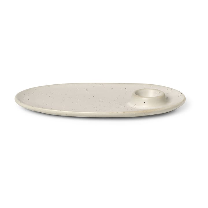 Flow tallerken til morgenmad 14x23,5 cm - Offwhite speckle - Ferm LIVING