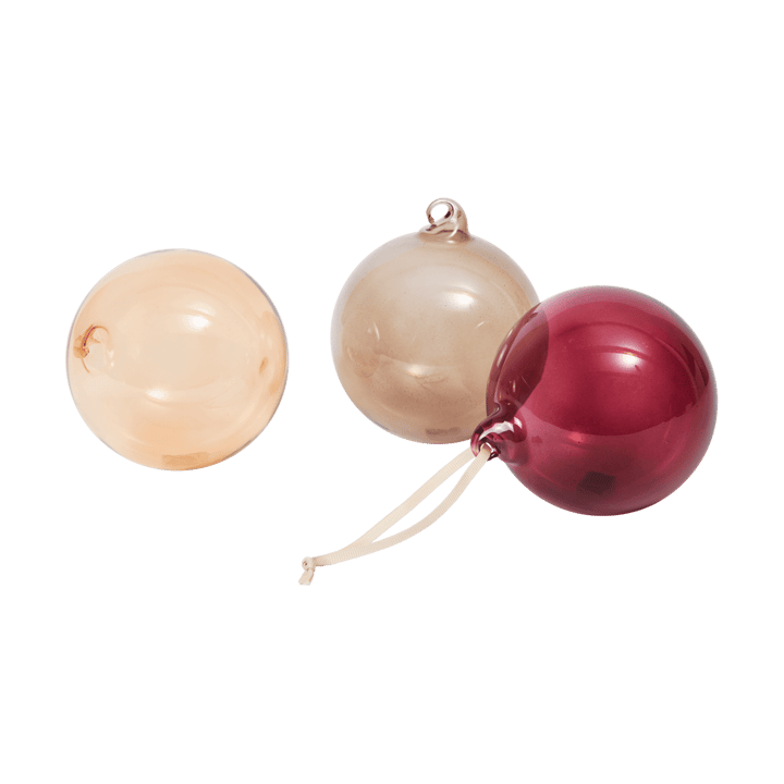 Glass bauble julekugler L Ø10 cm 3 dele - Roseate Translucent - Ferm Living