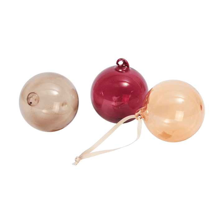 Glass bauble julekugler M Ø8 cm 3 dele - Roseate Translucent - Ferm Living