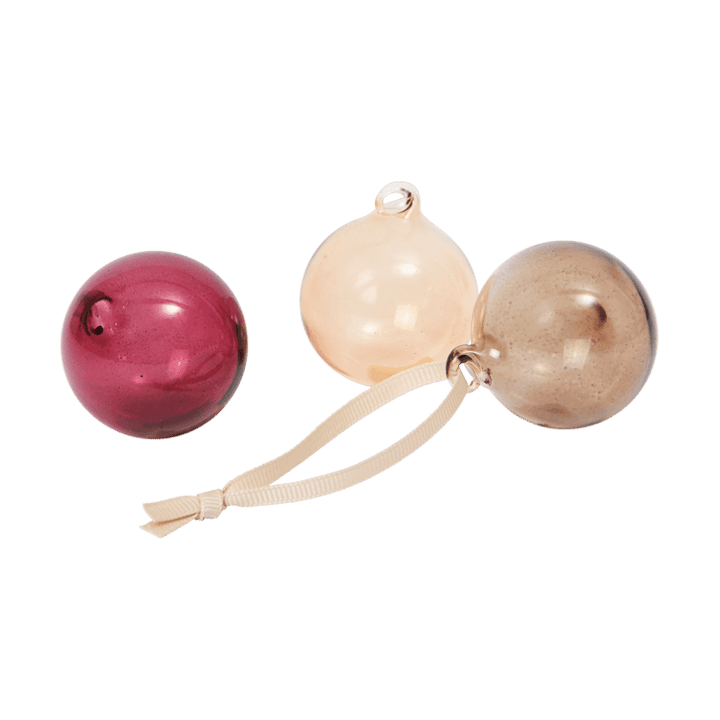 Glass bauble julekugler S Ø4 cm 3 dele - Roseate Translucent - Ferm Living