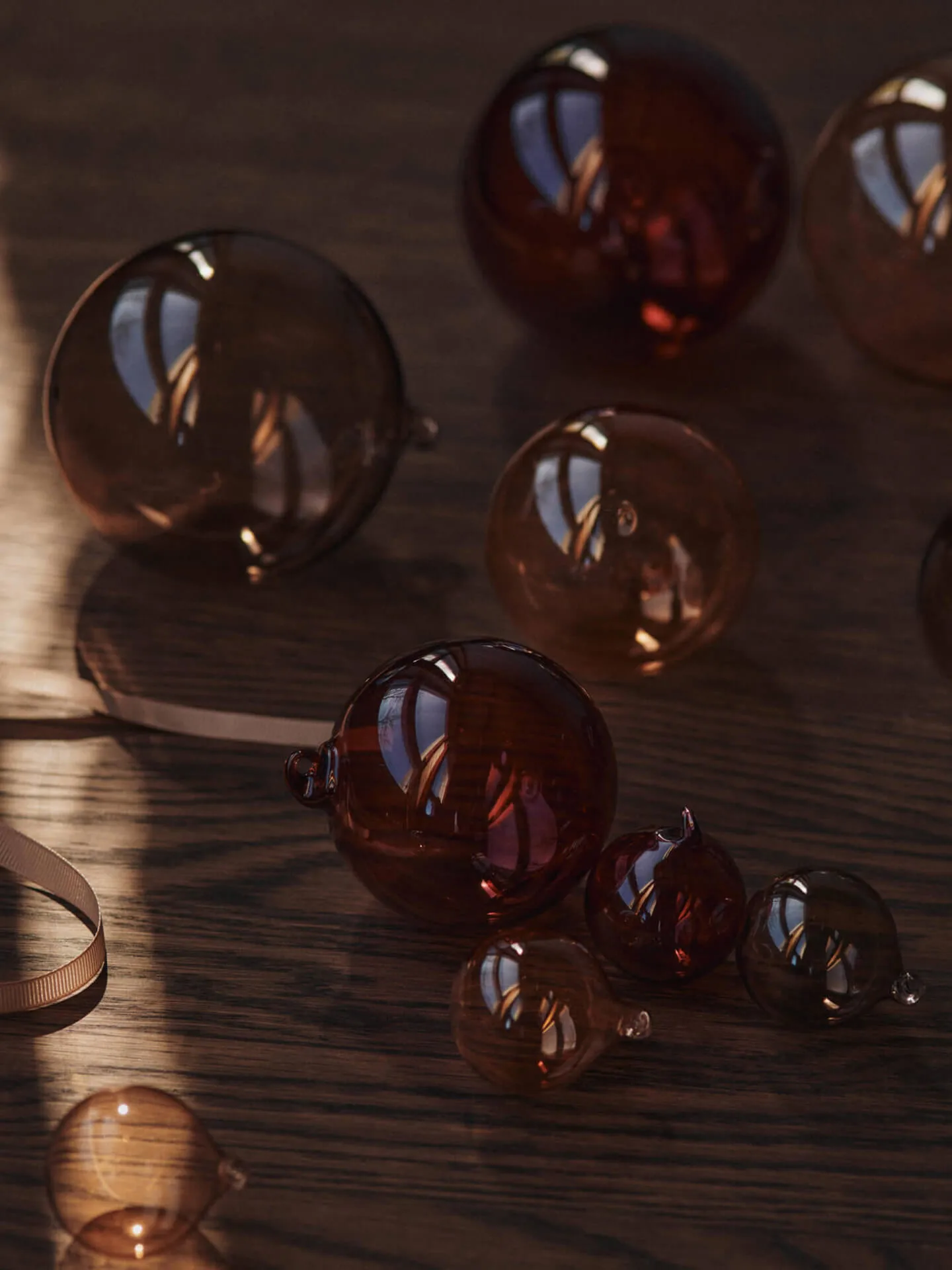 Glass bauble julekugler S Ø4 cm 3 dele, Roseate Translucent Ferm Living