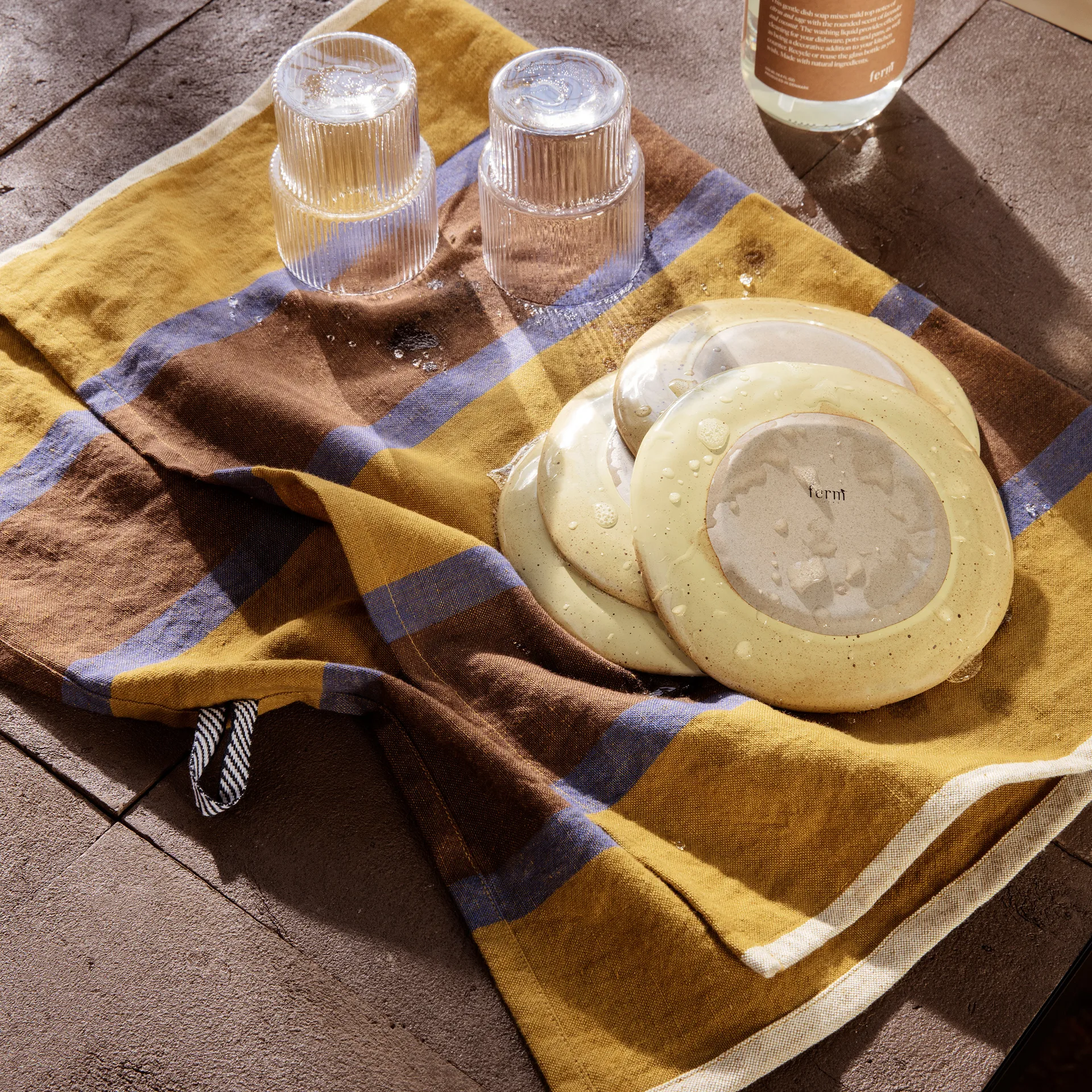 Hale viskestykke 50x70 cm, Lime-bright blue-chocolate Ferm Living