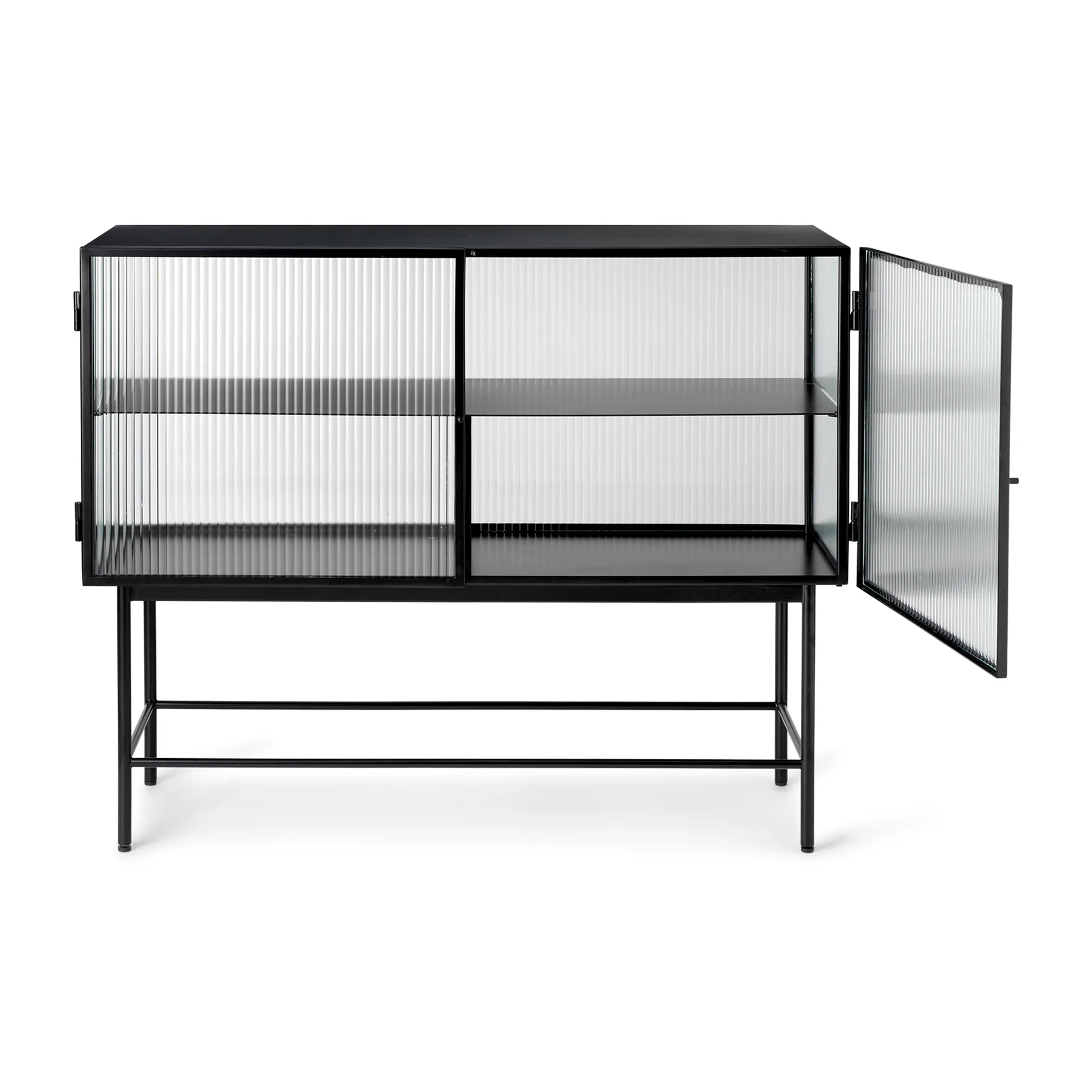Haze sidebord, Black/Bølget glas Ferm Living