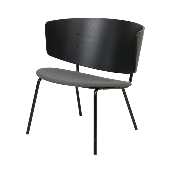 Herman loungestol med polstret sæde - sort med sæde i grå tekstil - Ferm LIVING