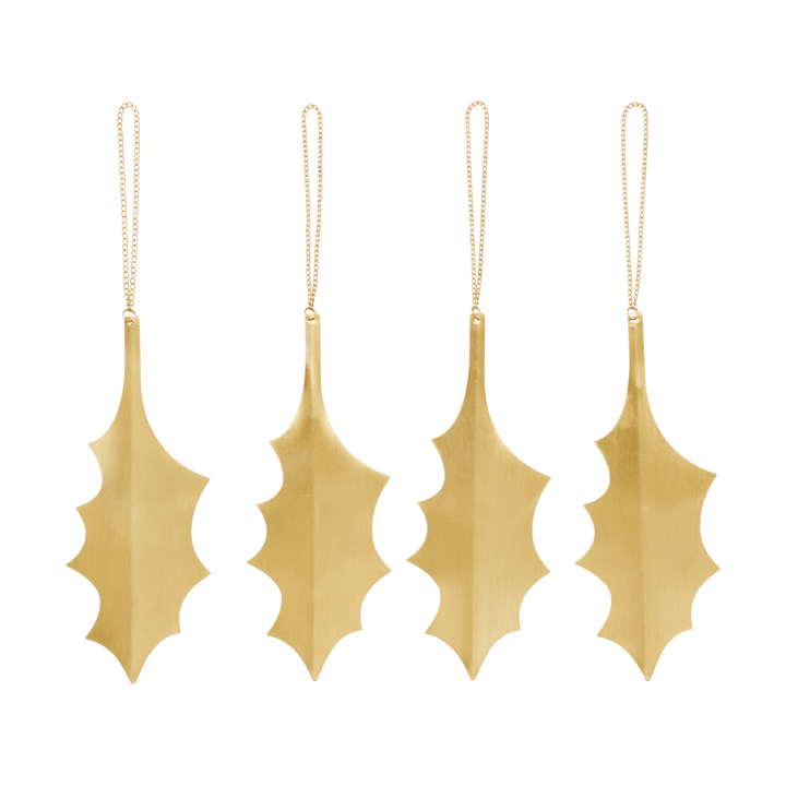 Holly leaf dekorationsophæng 13,5 cm 4-pak - Brass - Ferm Living