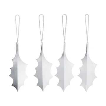 Holly leaf dekorationsophæng 13,5 cm 4-pak - Silver - Ferm Living