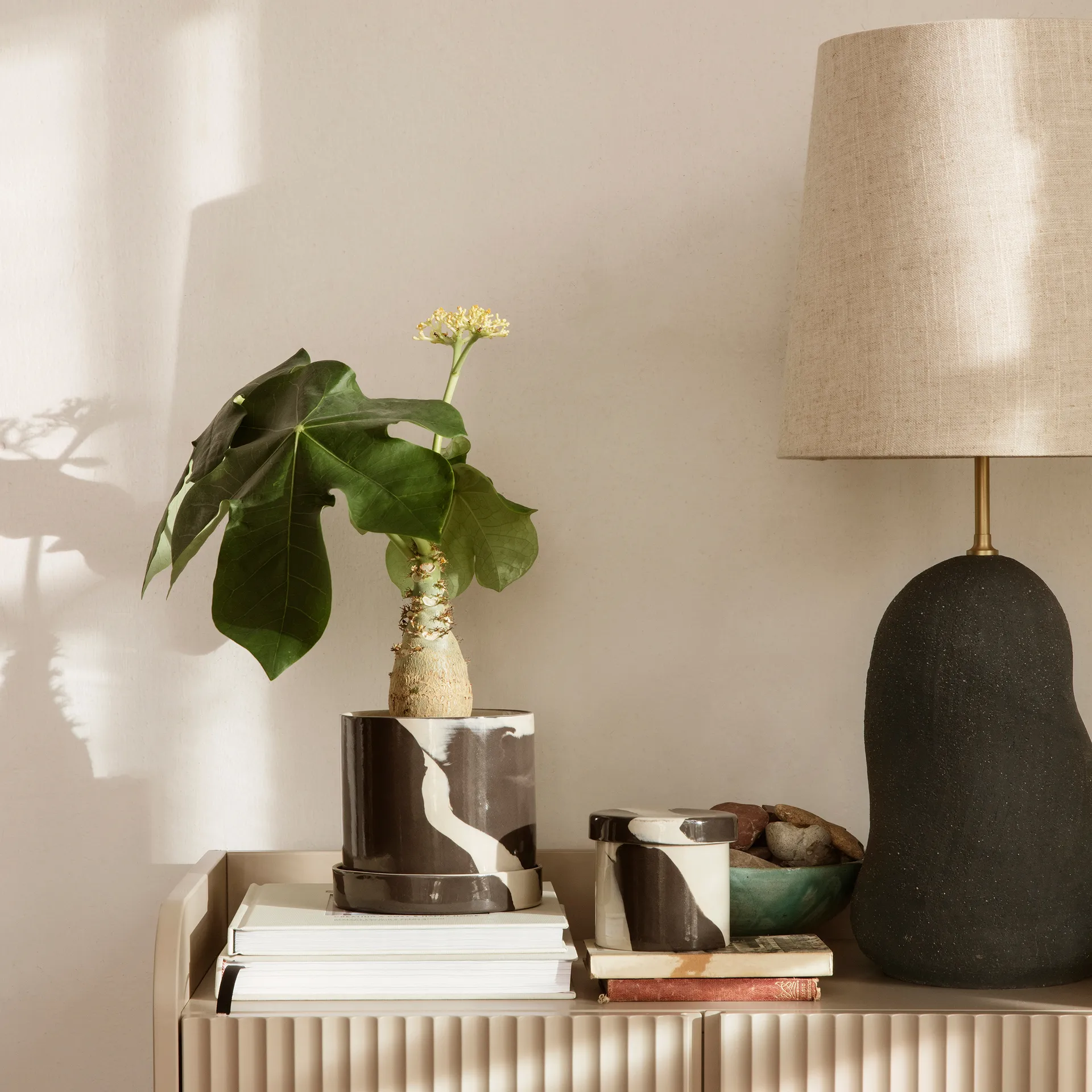 Inlay opbevaringskrukke Ø9,8 cm, Sand-brown Ferm Living