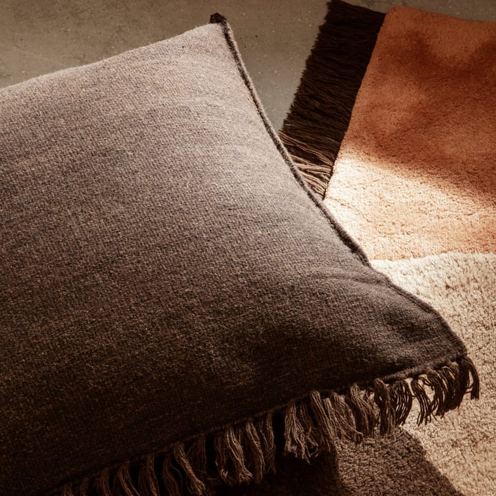 Kelim pude med frynser L 80x80 cm, Dark melange Ferm Living