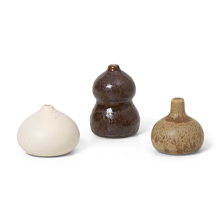 Komo vase mini sæt med 3 - Brown/White - Ferm LIVING