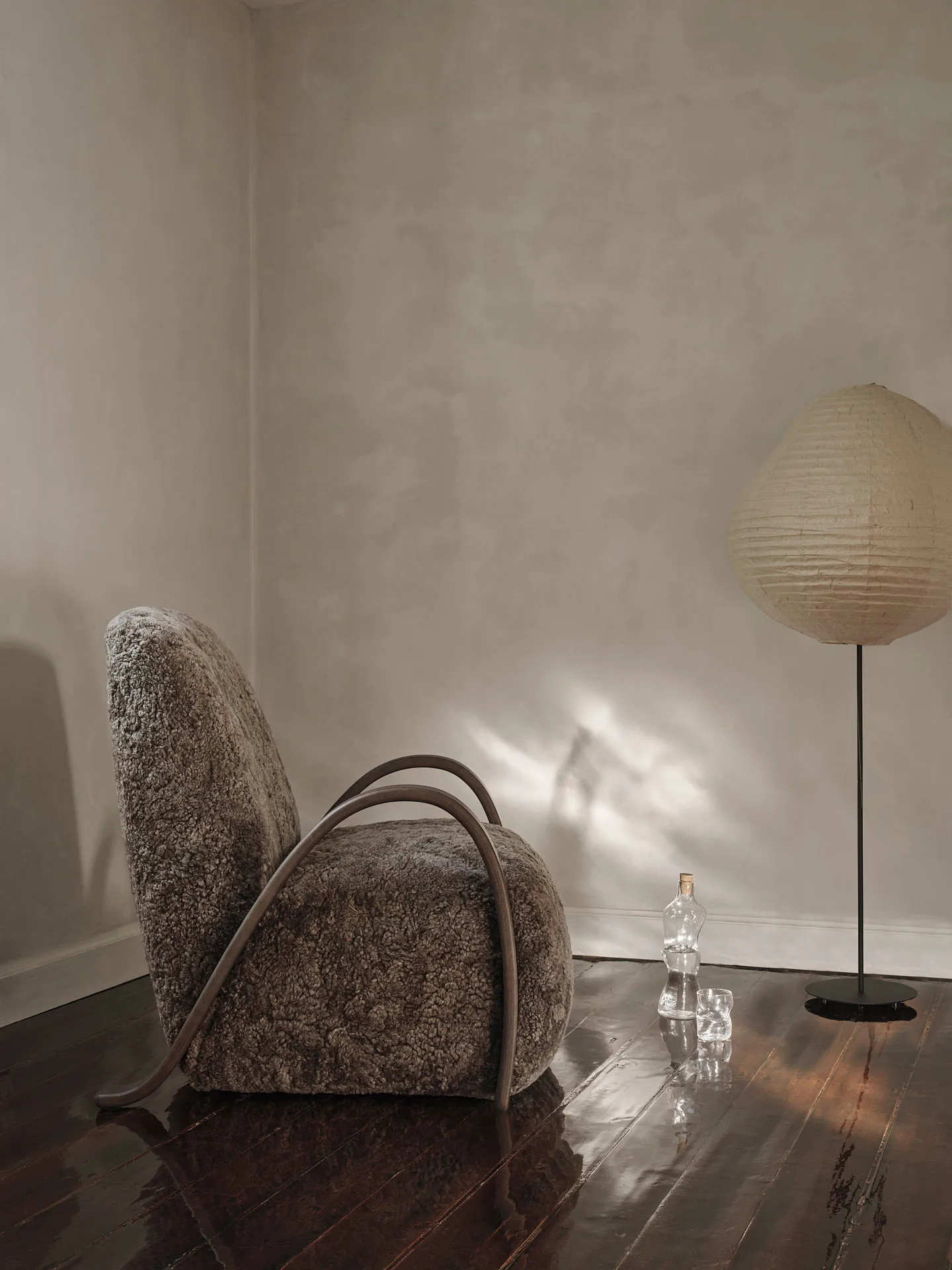 Kurbis gulvlampe high, Natural-black Ferm Living