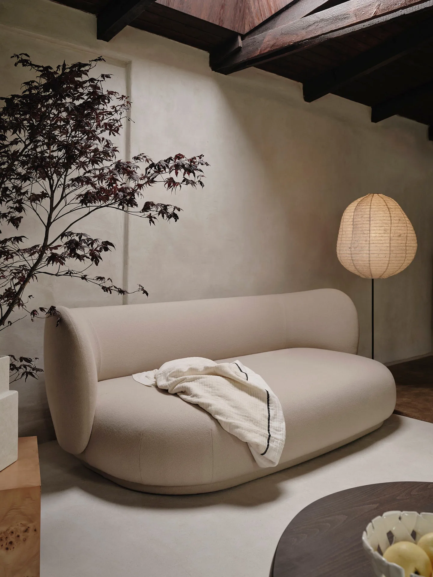 Kurbis gulvlampe high, Natural-black Ferm Living