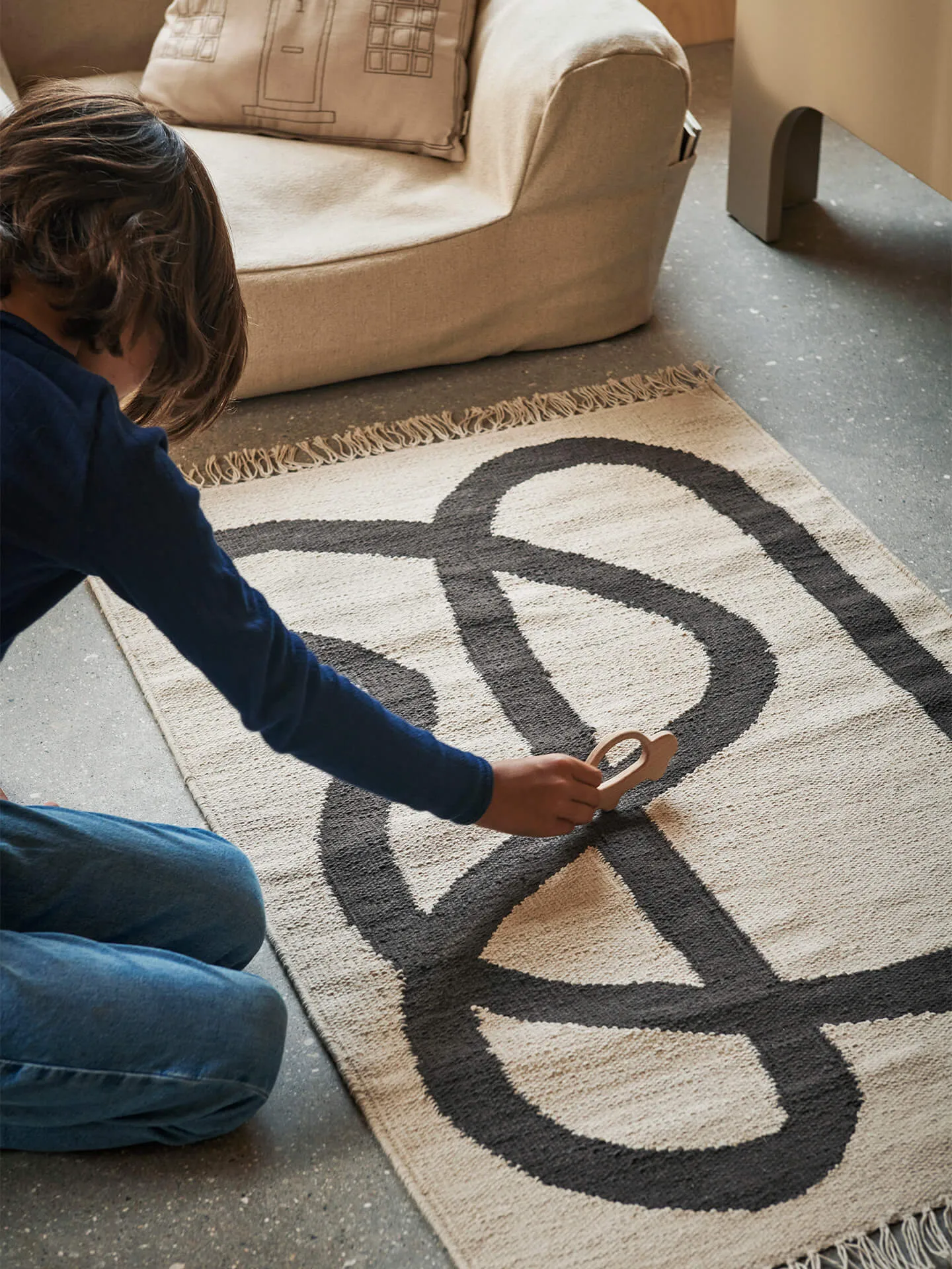 Lane tæppe 70x105 cm, Offwhite/Chocolate Ferm Living