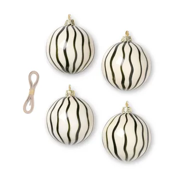 Lines julekugler Ø8 cm 4-pak - Grøn - Ferm Living