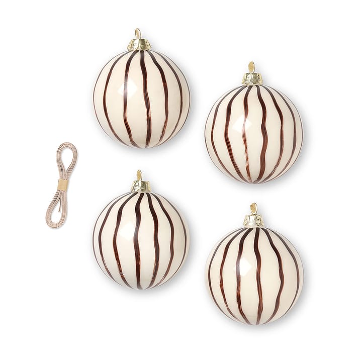 Lines julekugler Ø8 cm 4-pak
 - Rød/Brun - ferm LIVING