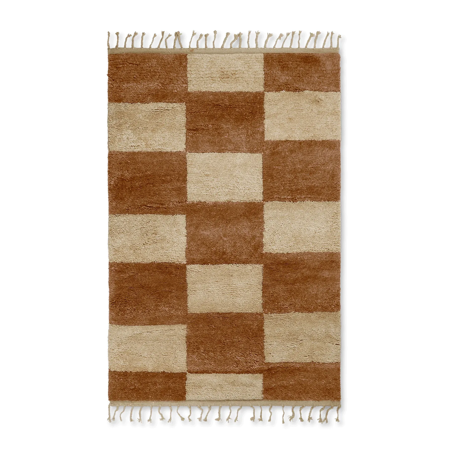 Mara håndknyttet tæppe 120x180 cm, Dark Brick/Offwhite Ferm Living