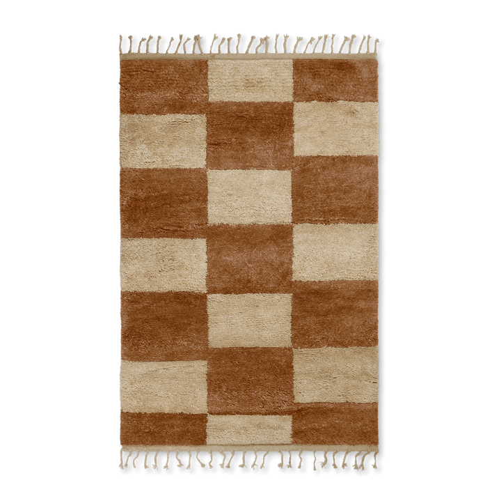 Mara håndknyttet tæppe 120x180 cm - Dark Brick/Offwhite - Ferm LIVING