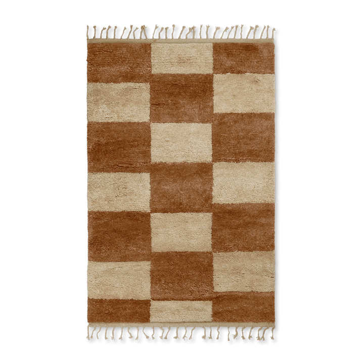 Mara håndknyttet tæppe 120x180 cm - Dark Brick/Offwhite - Ferm Living