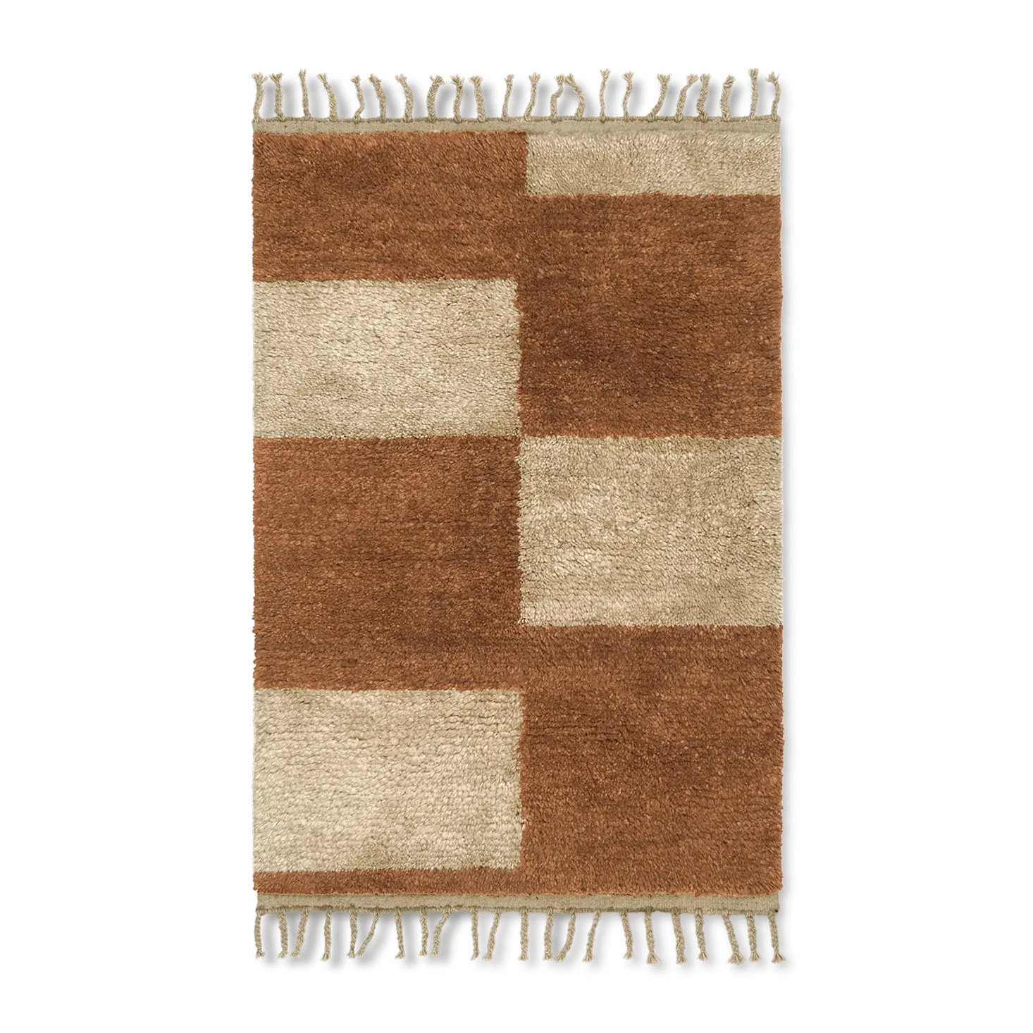 Mara håndknyttet tæppe 80x120 cm, Dark Brick/Offwhite Ferm Living