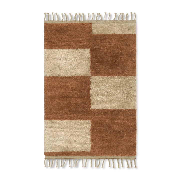 Mara håndknyttet tæppe 80x120 cm - Dark Brick/Offwhite - Ferm LIVING