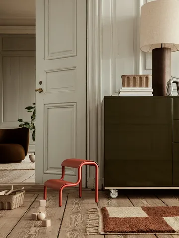 Mara håndknyttet tæppe 80x120 cm - Dark Brick/Offwhite - Ferm Living