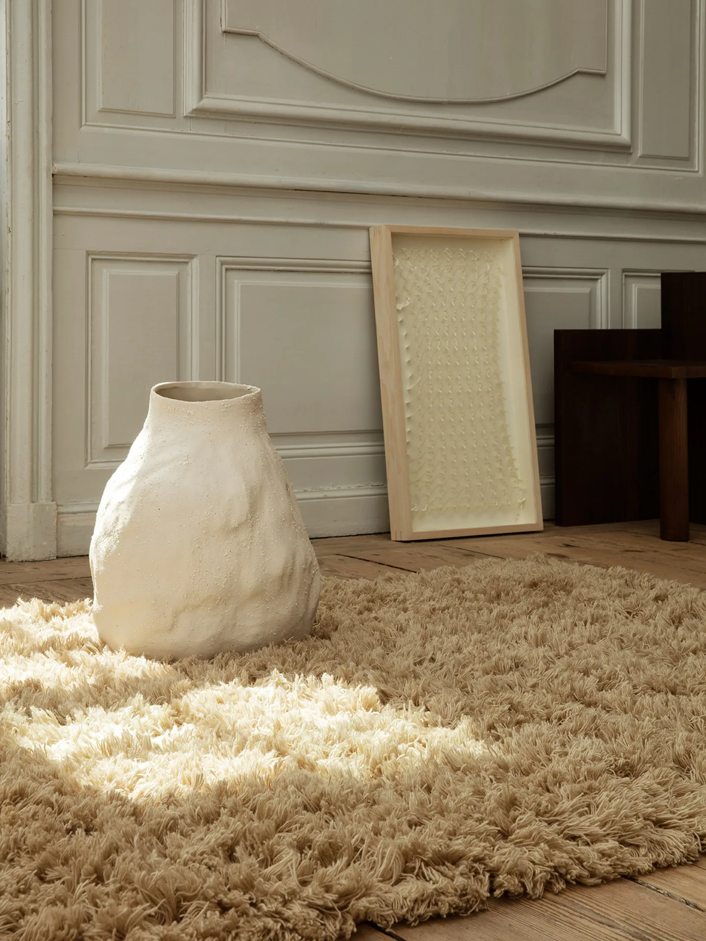 Meadow High Pile tæppe 140x200 cm, Light Sand Ferm Living