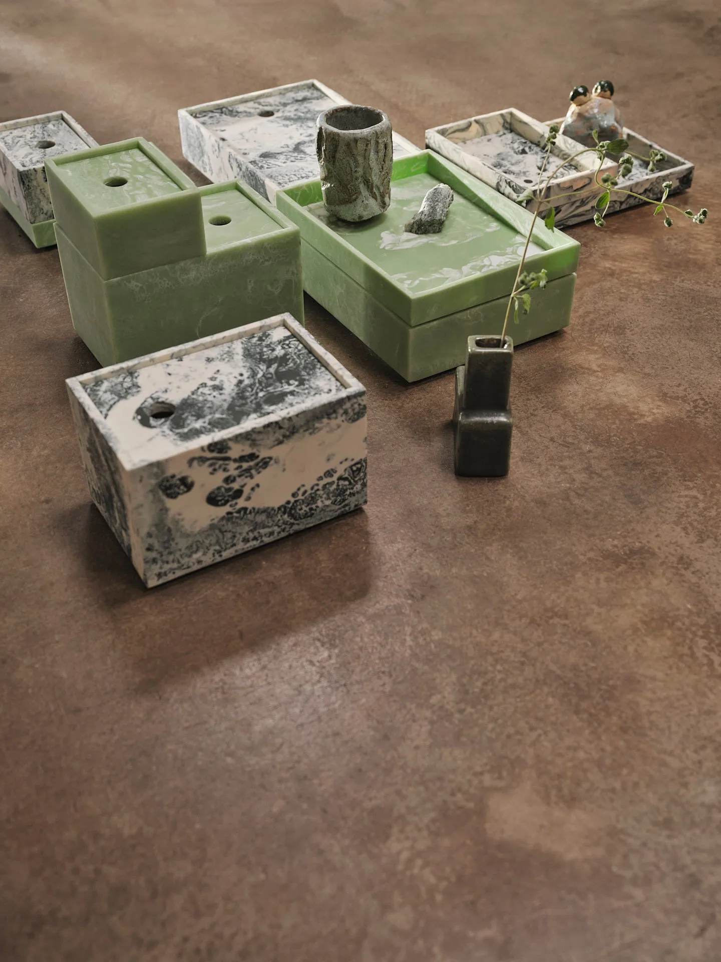 Mist dekorationsbakke 10x15 cm, Emerald-off white Ferm Living