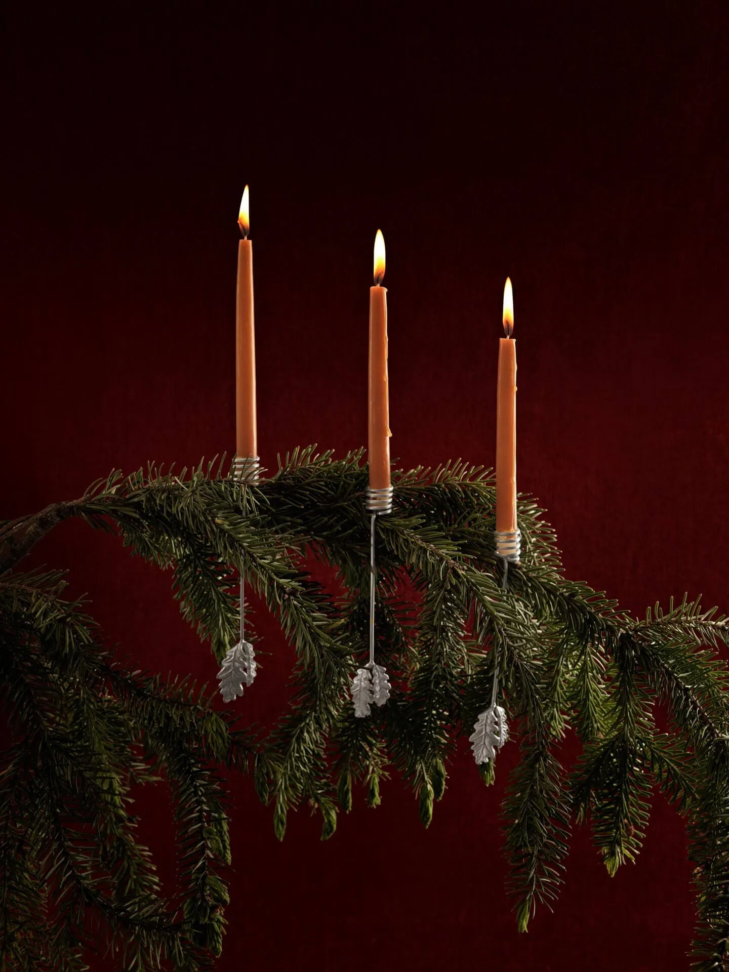 Oak leaf christmas tree lysestage 4-pak, Silver Ferm Living
