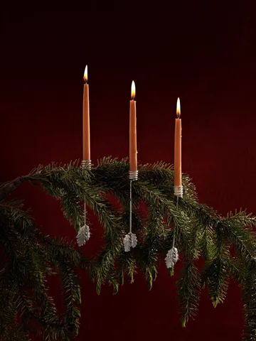 Oak leaf christmas tree lysestage 4-pak - Silver - Ferm Living