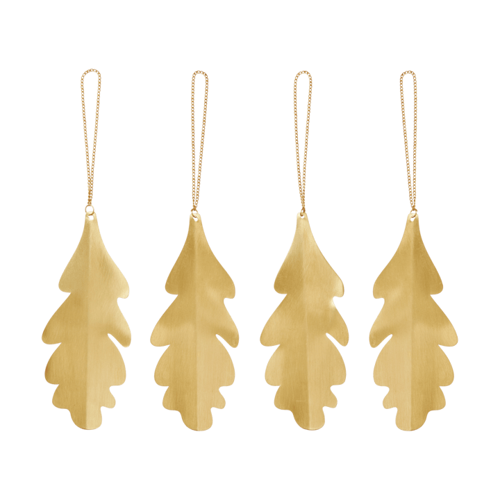 Oak leaf dekorationsophæng 13,5 cm 4-pak - Brass - Ferm Living