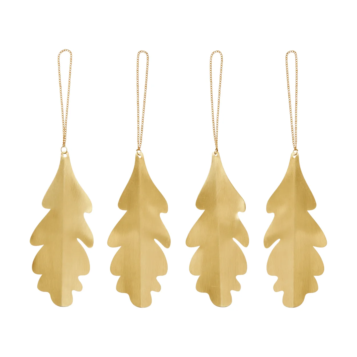 Ferm Living Oak leaf dekorationsophæng 13,5 cm 4-pak Brass