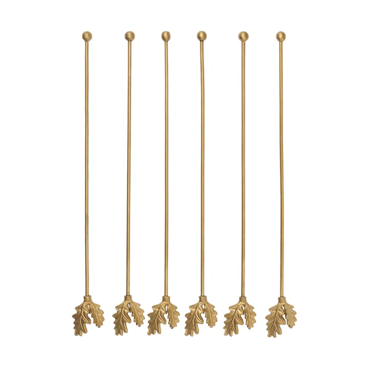 Oak Leaf drinkepinde 6-pak - Messing - Ferm Living