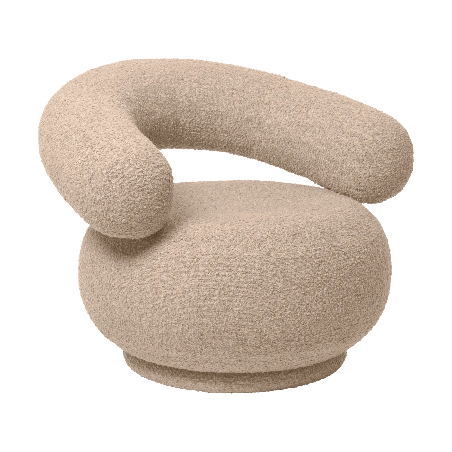 Orbo loungestol swivel, Raw bouclé - Natural Ferm Living