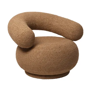 Orbo loungestol swivel - Raw bouclé - Tan - Ferm Living