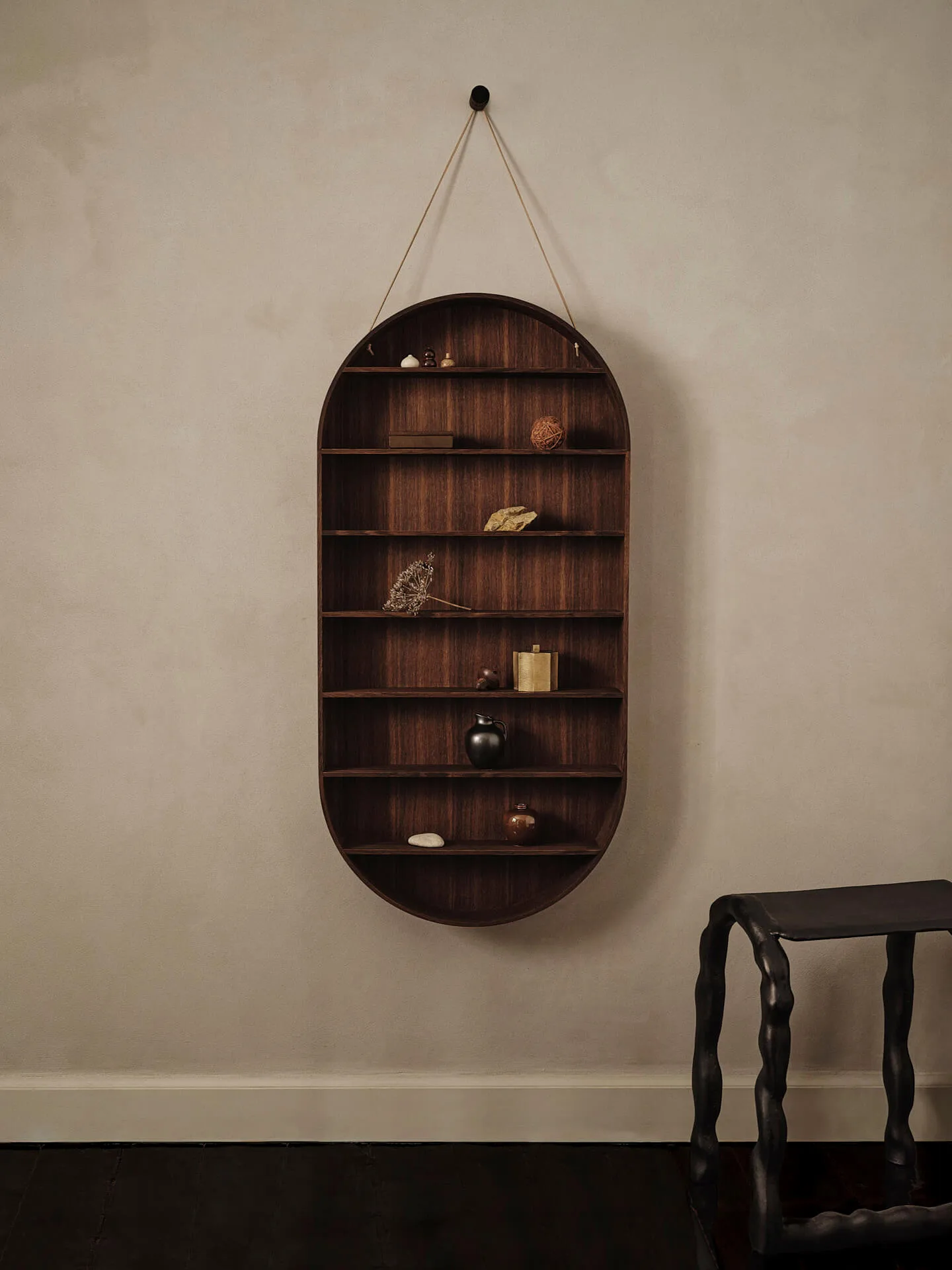 Oval Dorm hylde, Smoked oak Ferm Living