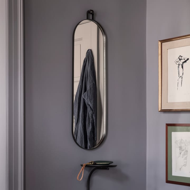 Poise ovalt spejl, sort Ferm Living