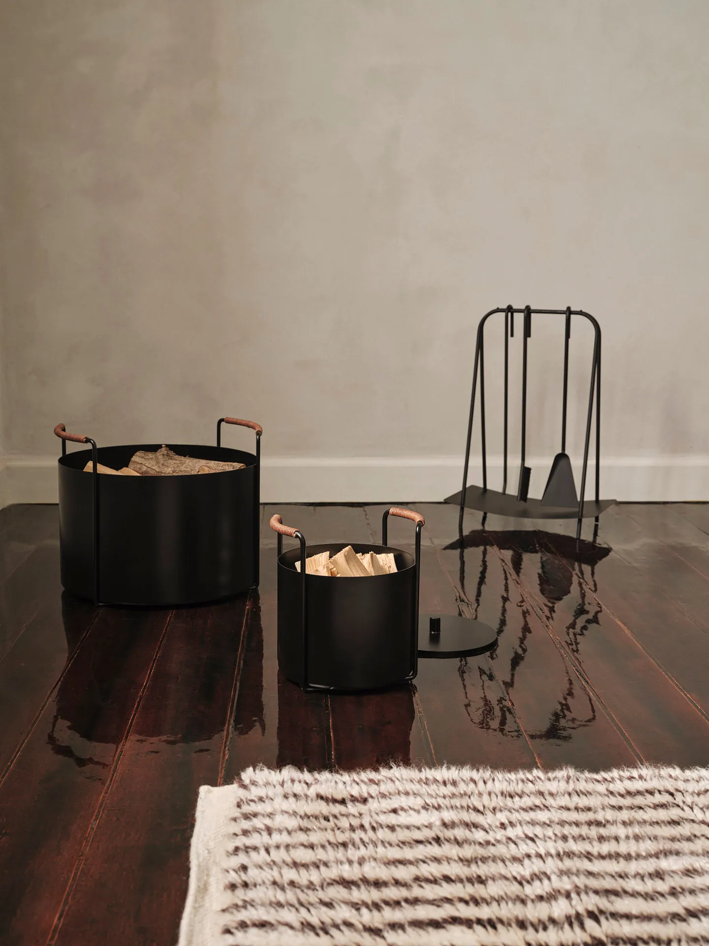Port brændekurv, 42x40x32,4 cm, Black Ferm Living